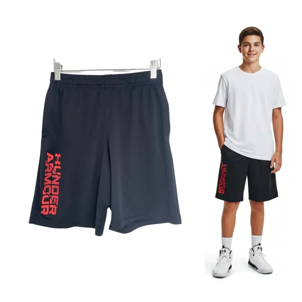 Under Armour Shorts Boys Youth Large Black UA Stunt 3.0 Performance Athletic Gym - Picture 1 of 16